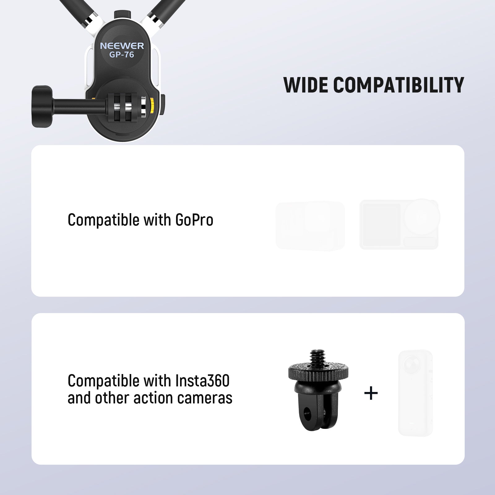 Wide Compatibility of the NEEWER GP-76 Magnetic Neck Mount