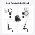The camera phone mount holder compatible with Mag Safe allows for 360° swivel