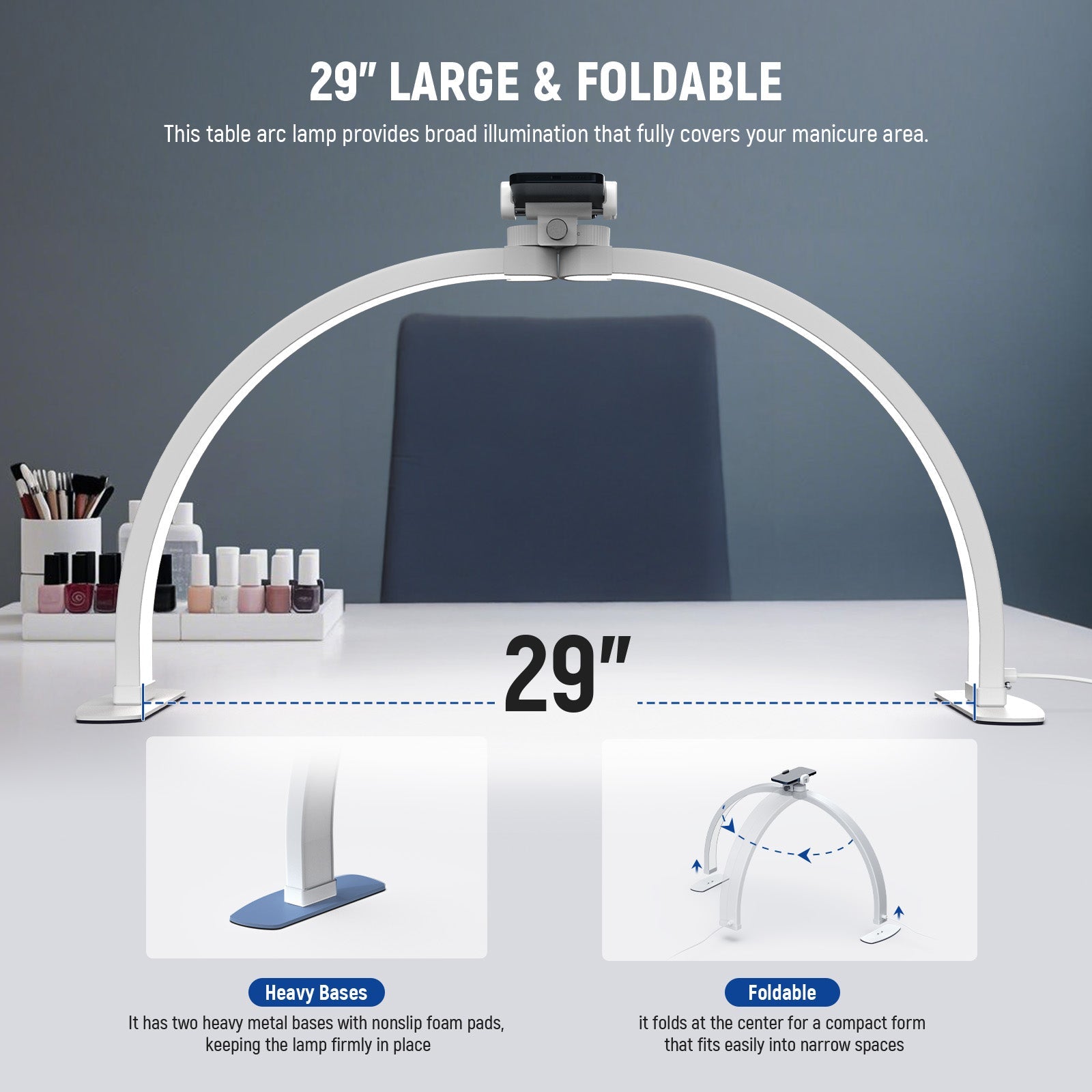 29" Large & Foldable Table Lamp with Heavy Bases