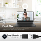 The NEEWER BR60 Desk Ring Light can be powered either by an adapter or via USB ports.