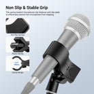 The spring loaded microphone clamp with non slip pads to prevent slipping
