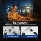 Power it via a computer USB port with the 6.3'/193cm integrated power cable