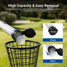 The golf ball collector holds up to 20 standard golf balls.