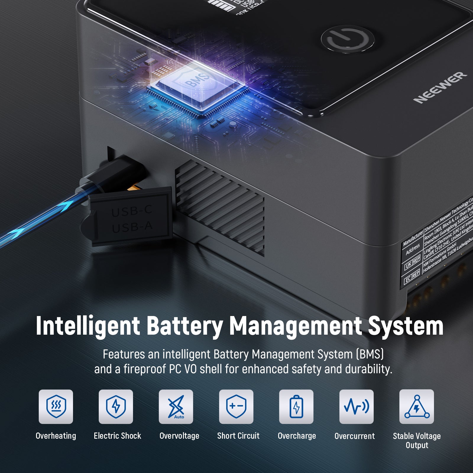 NEEWER PS099E 6800mAh 14.5V 99Wh V Mount Battery - NEEWER