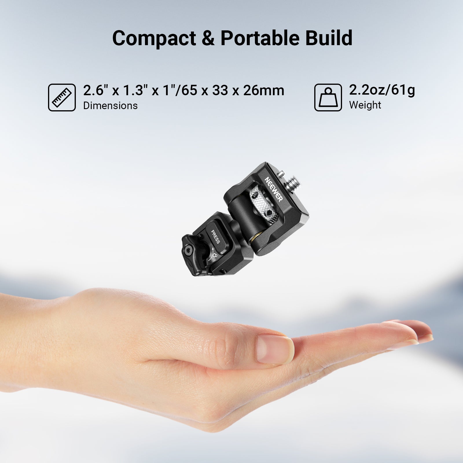 NEEWER PA127 Quick Release Monitor Mount is much smaller than the palm of your hand