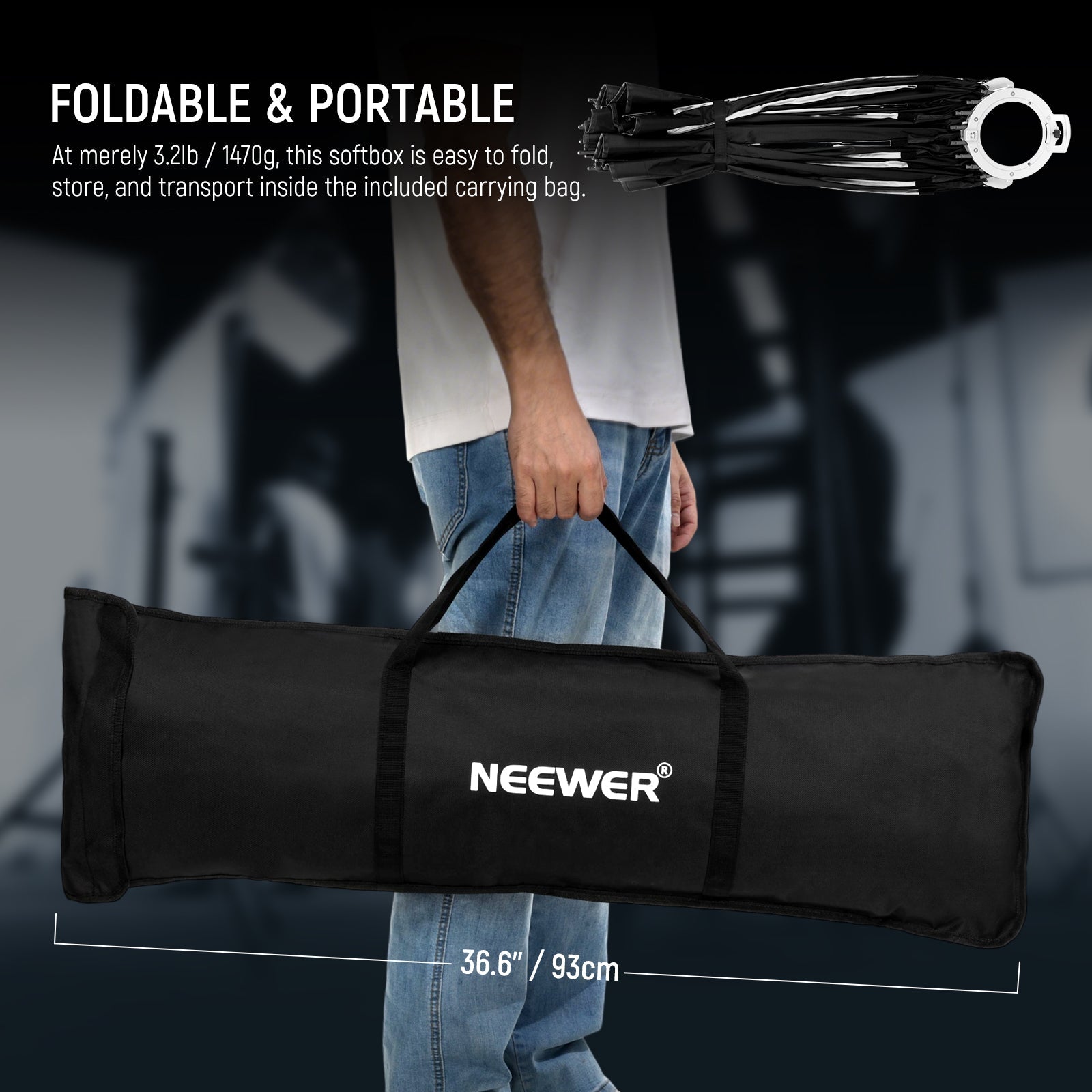 NEEWER NS712 Parabolic Softbox is easy to fold.