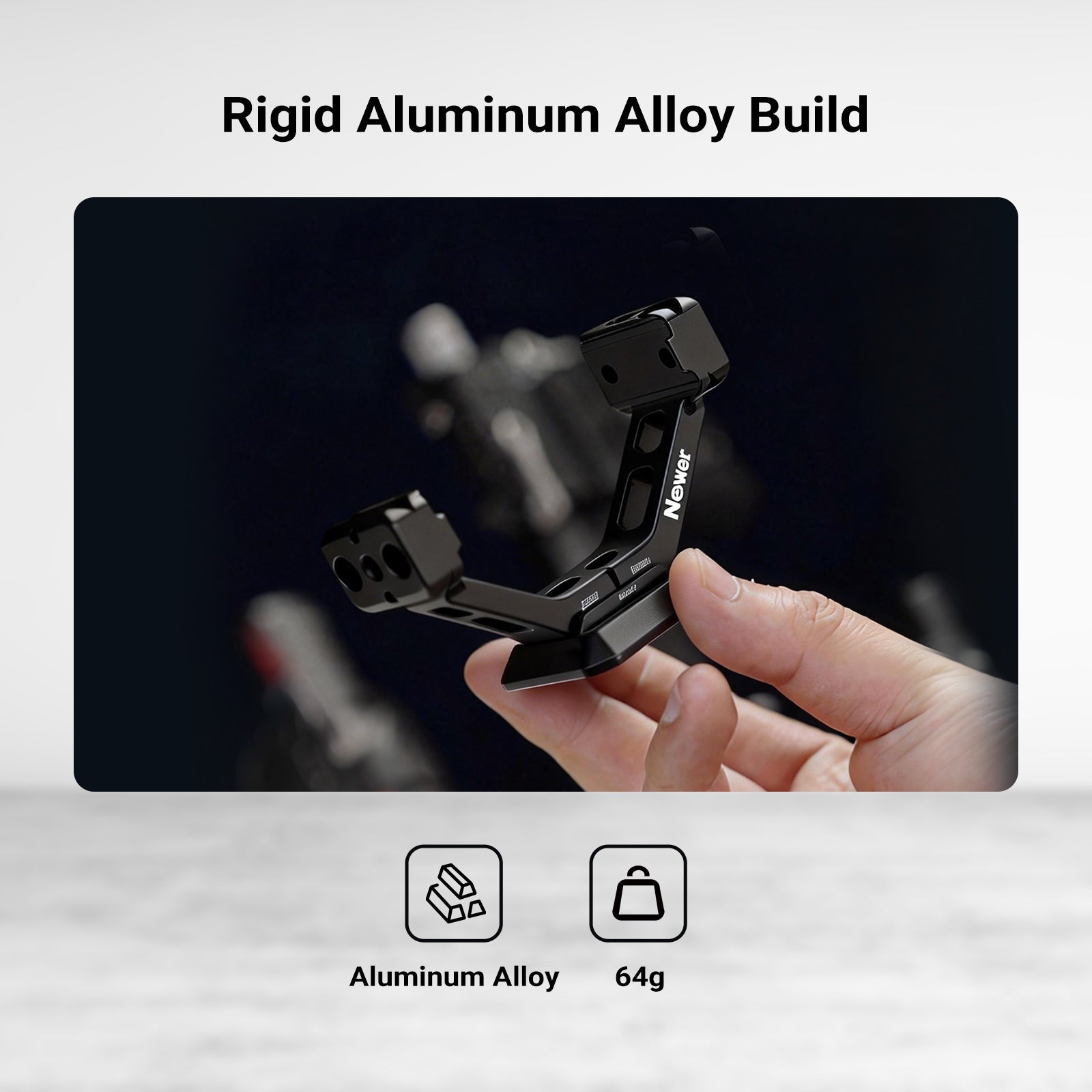 NEEWER GA031 Gimbal Mount is made of lightweight yet strong CNC black anodized aluminum alloy.