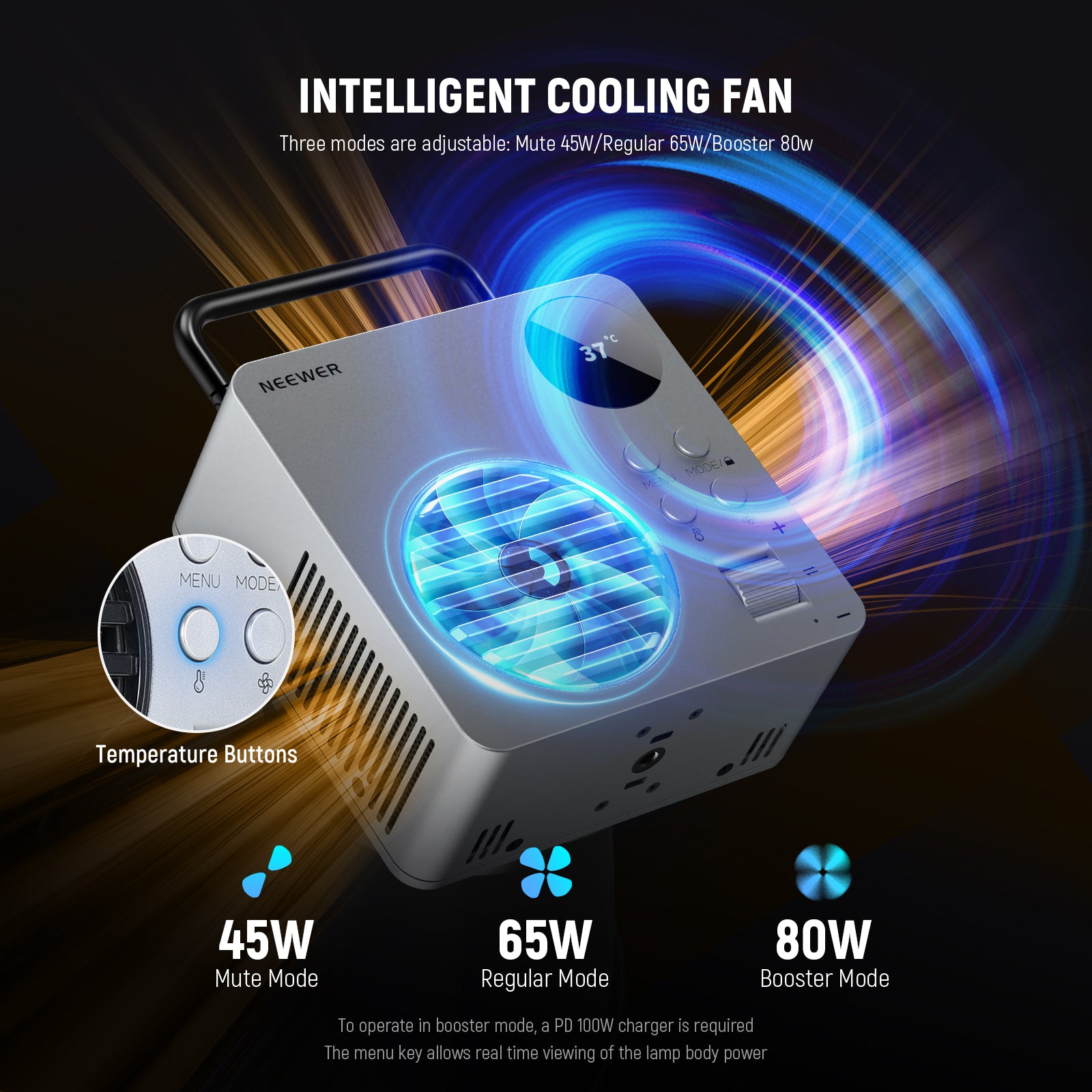NEEWER HB80C 80W RGBWW Mini COB LED Video Light - NEEWER NEEWER HB80C 80W RGBWW Mini COB LED Video Light - NEEWER