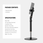 Specifications of the NEEWER ST006 Adjustable Phone Holder Stand for Desktop