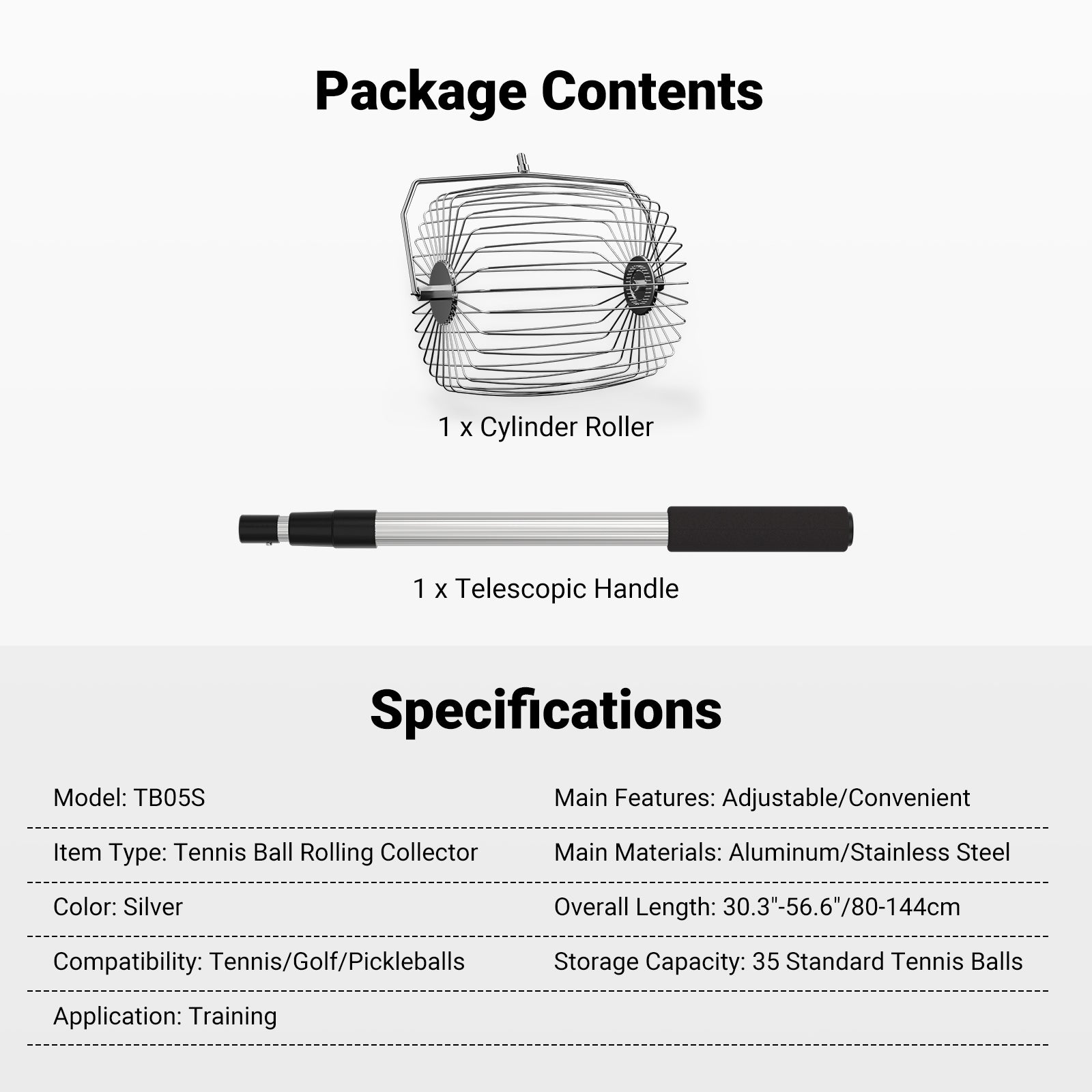 This package includes a cylinder roller and a telescopic handle.