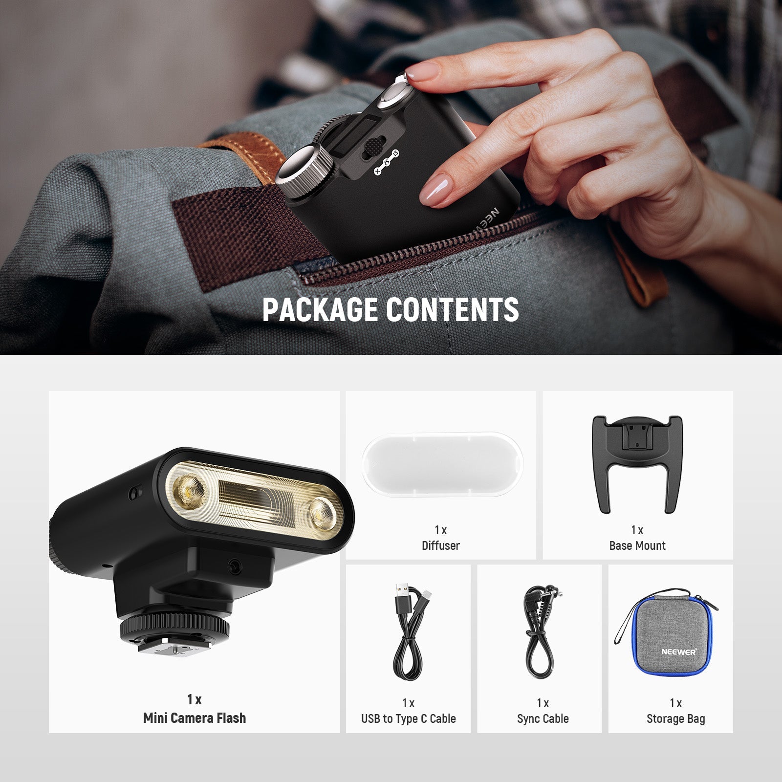 NEEWER Z160 Stylish & Compact Mini Camera Flash - NEEWER