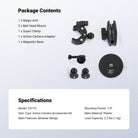 This kit includes a magic arm, two ball head mounts, a super clamp, an action camera adapter, and a magnetic case.