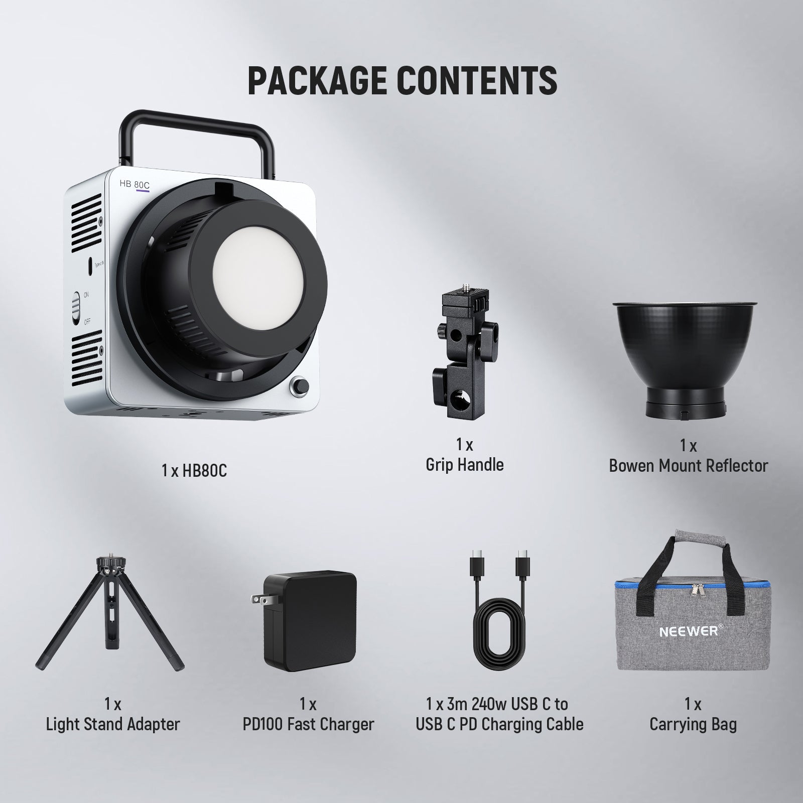 NEEWER HB80C 80W RGBWW Mini COB LED Video Light - NEEWER NEEWER HB80C 80W RGBWW Mini COB LED Video Light - NEEWER