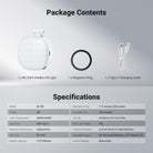 This package includes a Magnetic Selfie Light, a Magnetic Ring, and a charging cable.