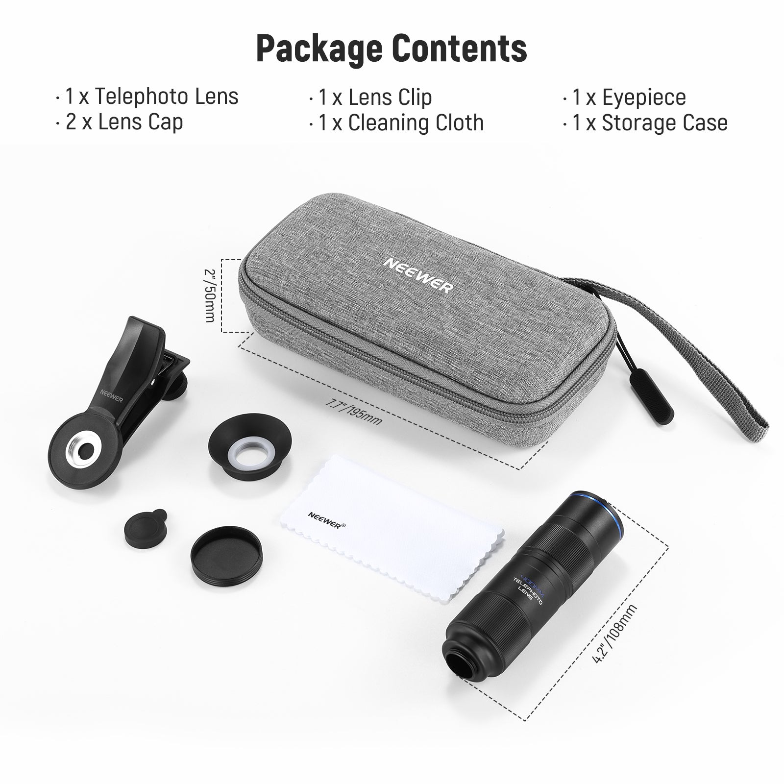 NEEWER LS-78 400mm Phone Telephoto Lens with 17mm Threaded Lens Clip