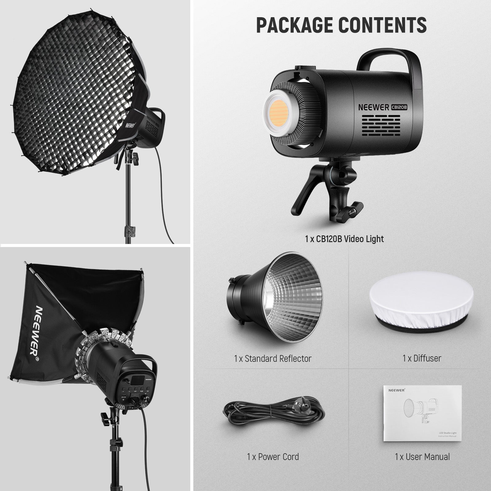 Neewer Fotoschirm-Set – 2x Softbox 60x60 Cm Mit Ständern & 85W Lampen, Perfekt Für Portrait- Und Produktfotografie