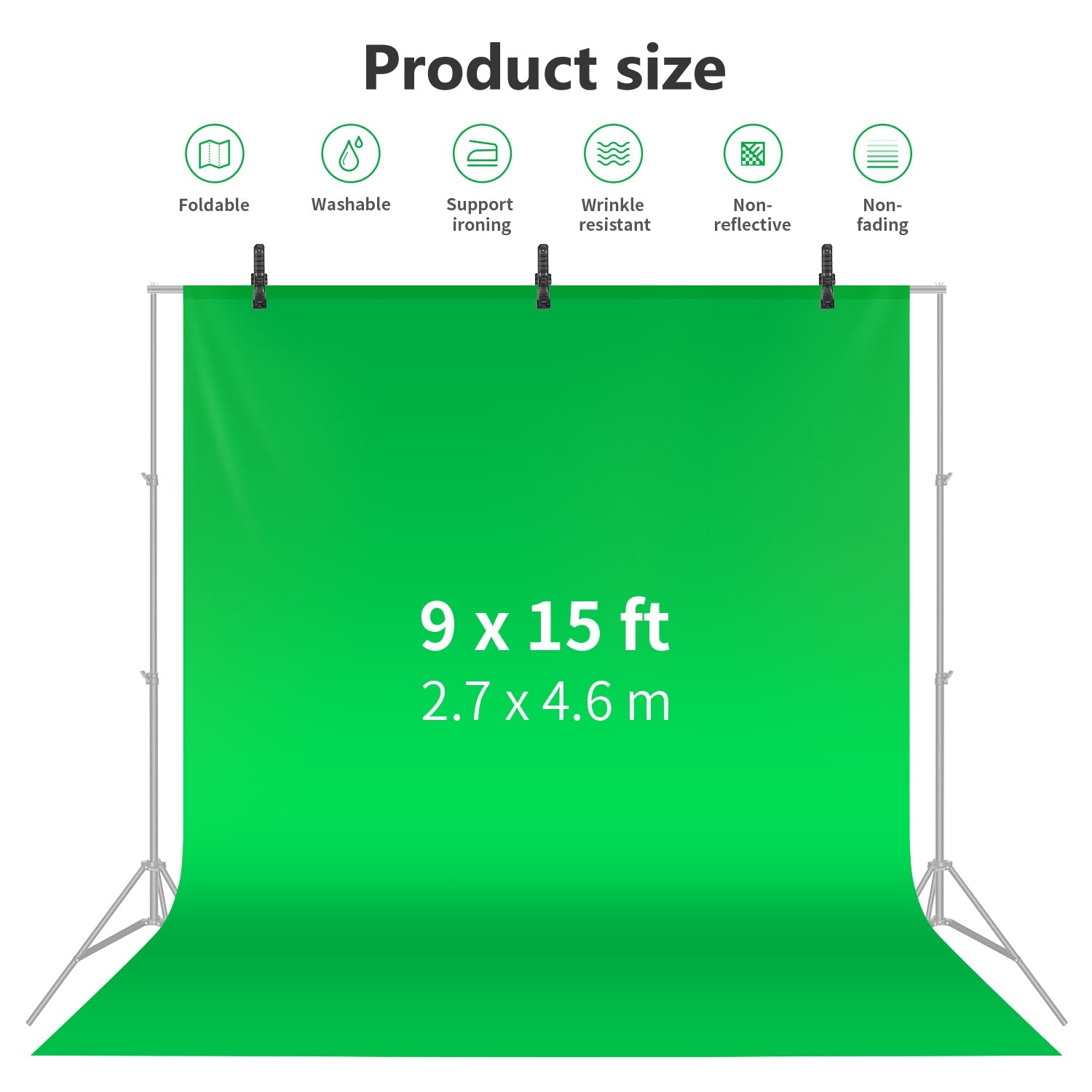 Neewer 9 x 15 feet/2.7 x 4.6 Meters Green Background Screen