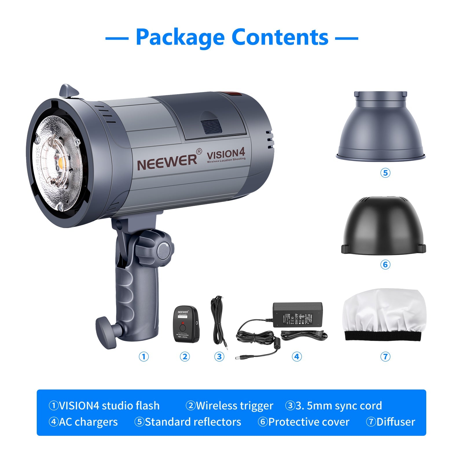 NEEWER Vision 4 300W GN60 Outdoor Studio Flash with 2.4G Wireless Trigger
