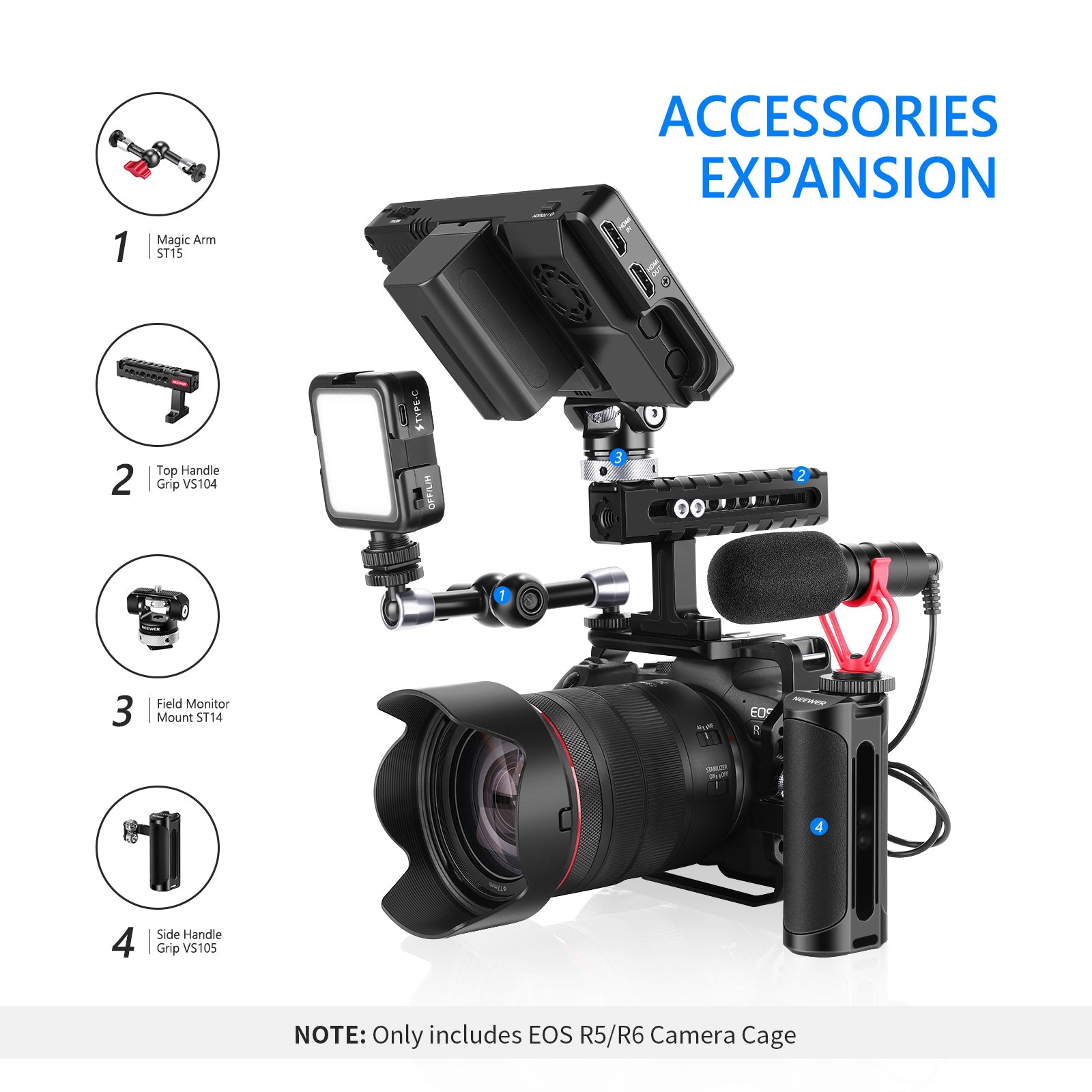 Neewer Camera Cage Compatible with Canon EOS R5 and R6