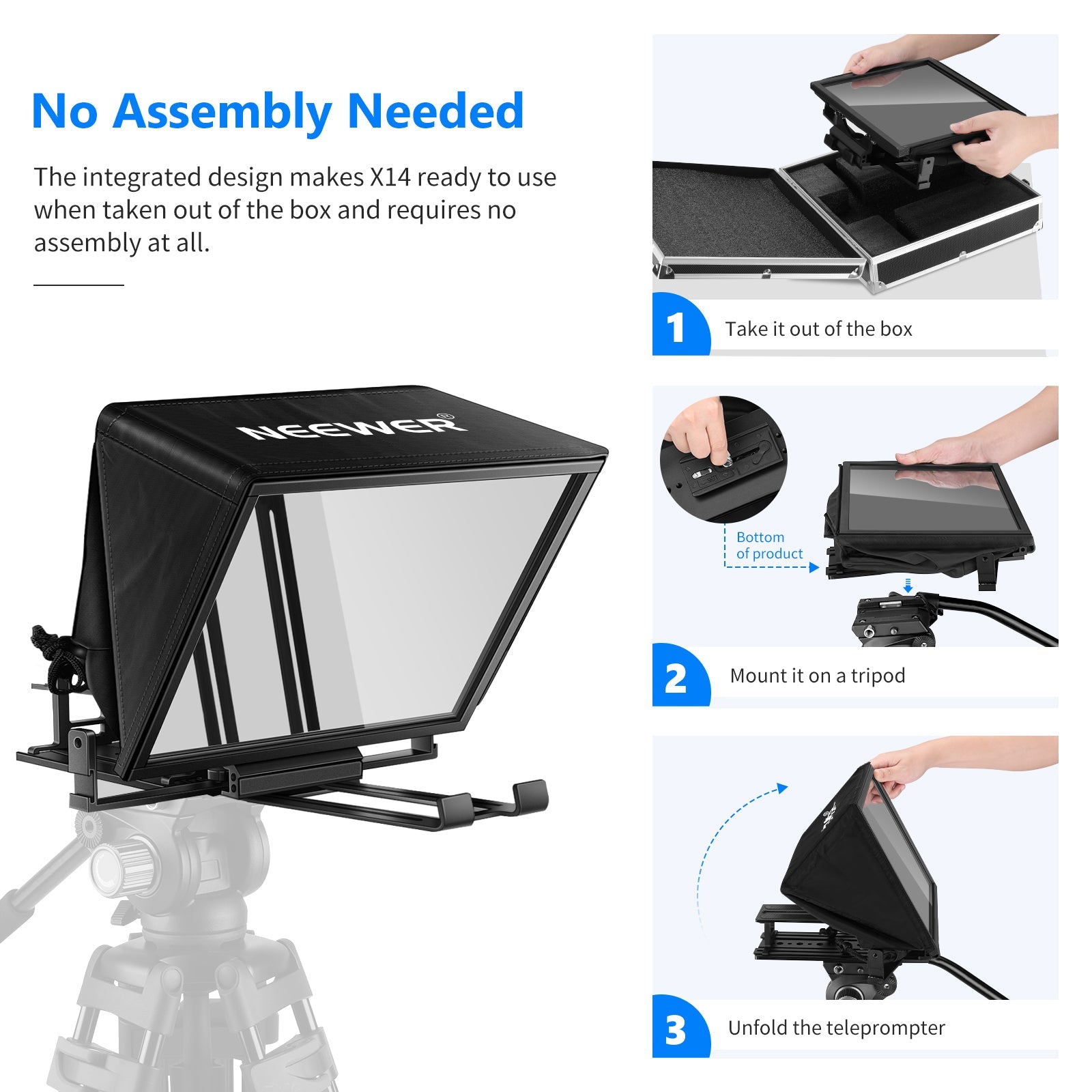 Teleprompter iPhone & Android, Double Phone Holder for Video Recording,  Neewer Teleprompter Kit, The Collapsing Design Allows for Easy Storage and