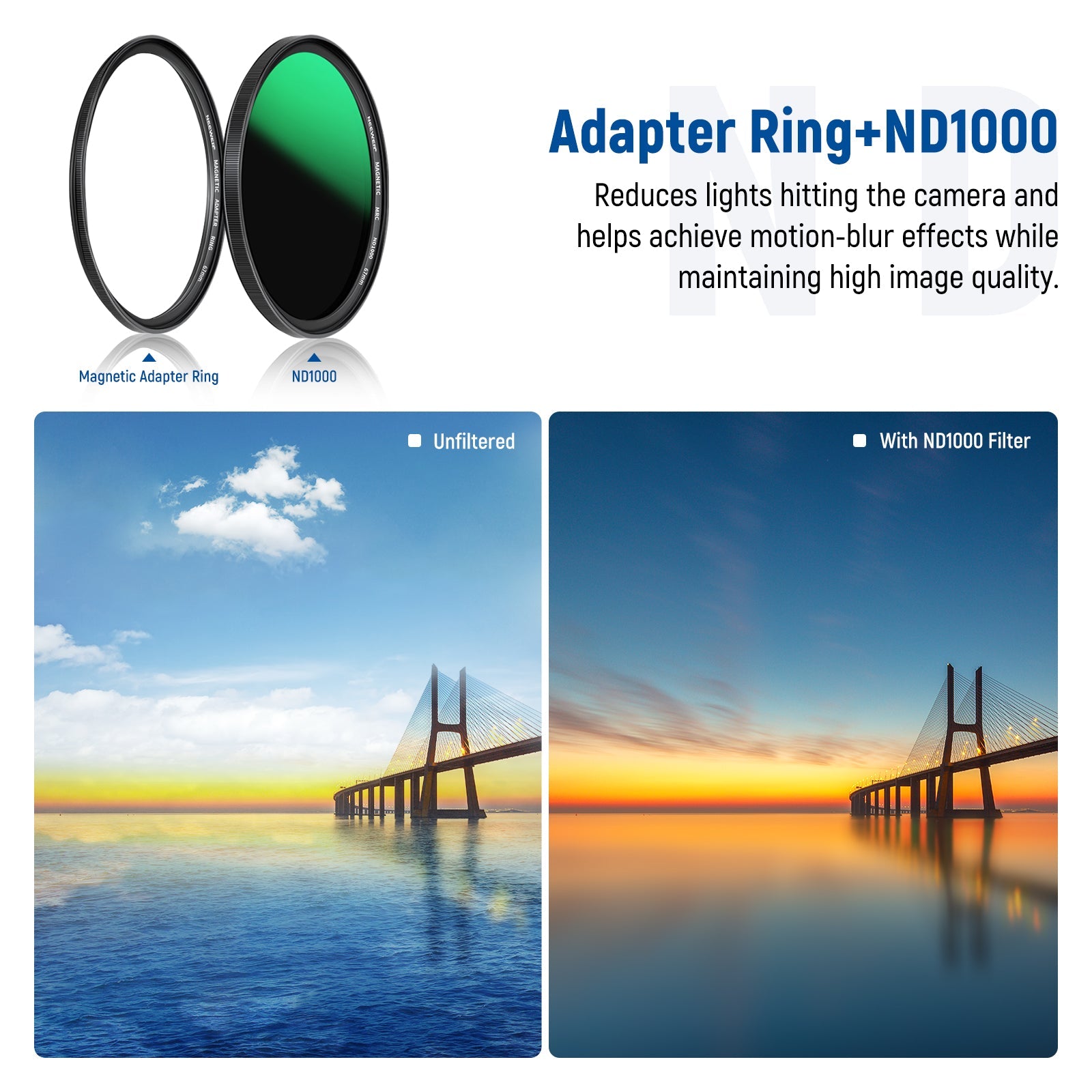 NEEWER 5-in-1 Magnetic Lens Filter Kit with ND1000+MCUV+CPL+Adapter Ring+Filter Cap