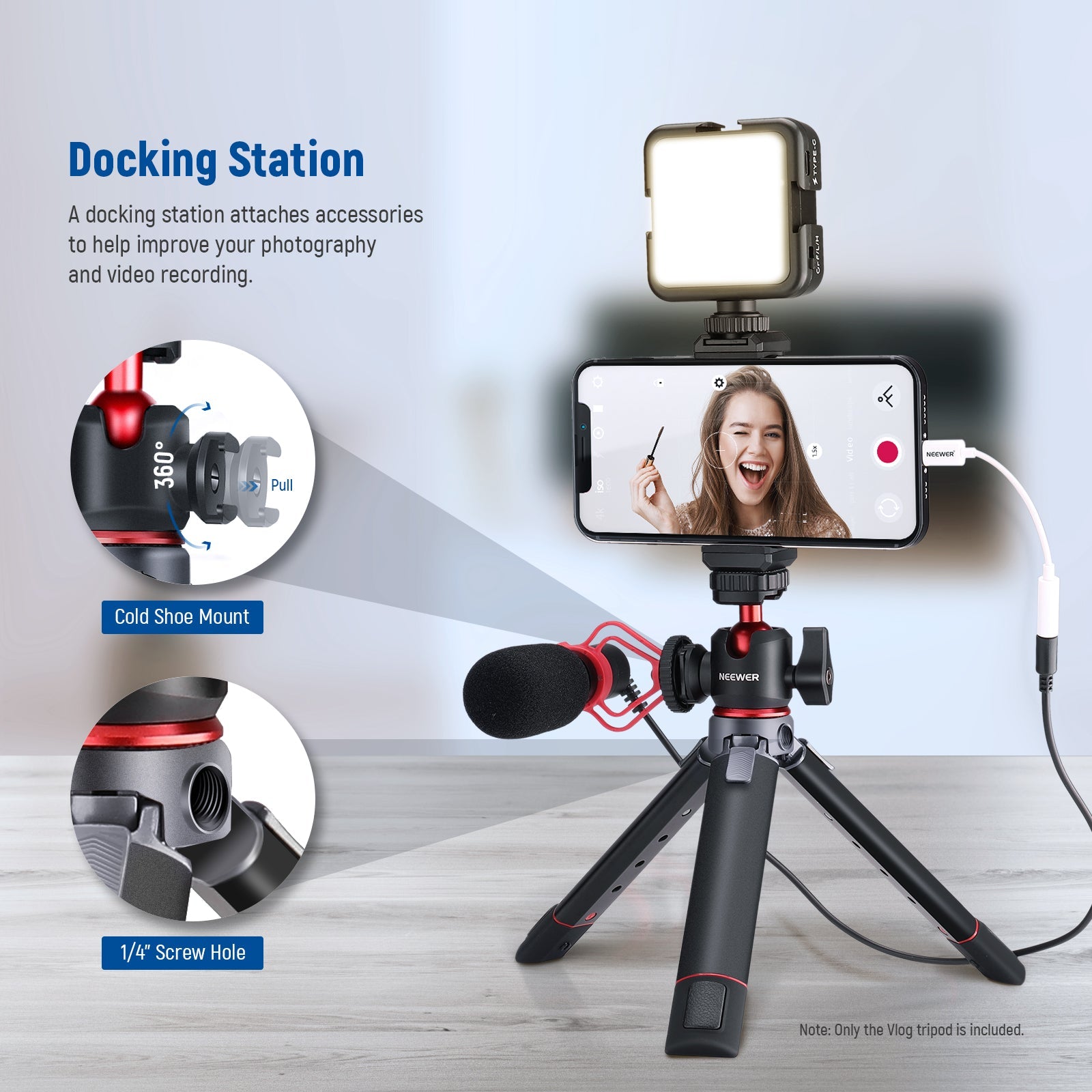 ULANZI MT-41 Portable Vlogging Tripod Stand with Cold Shoe & Phone