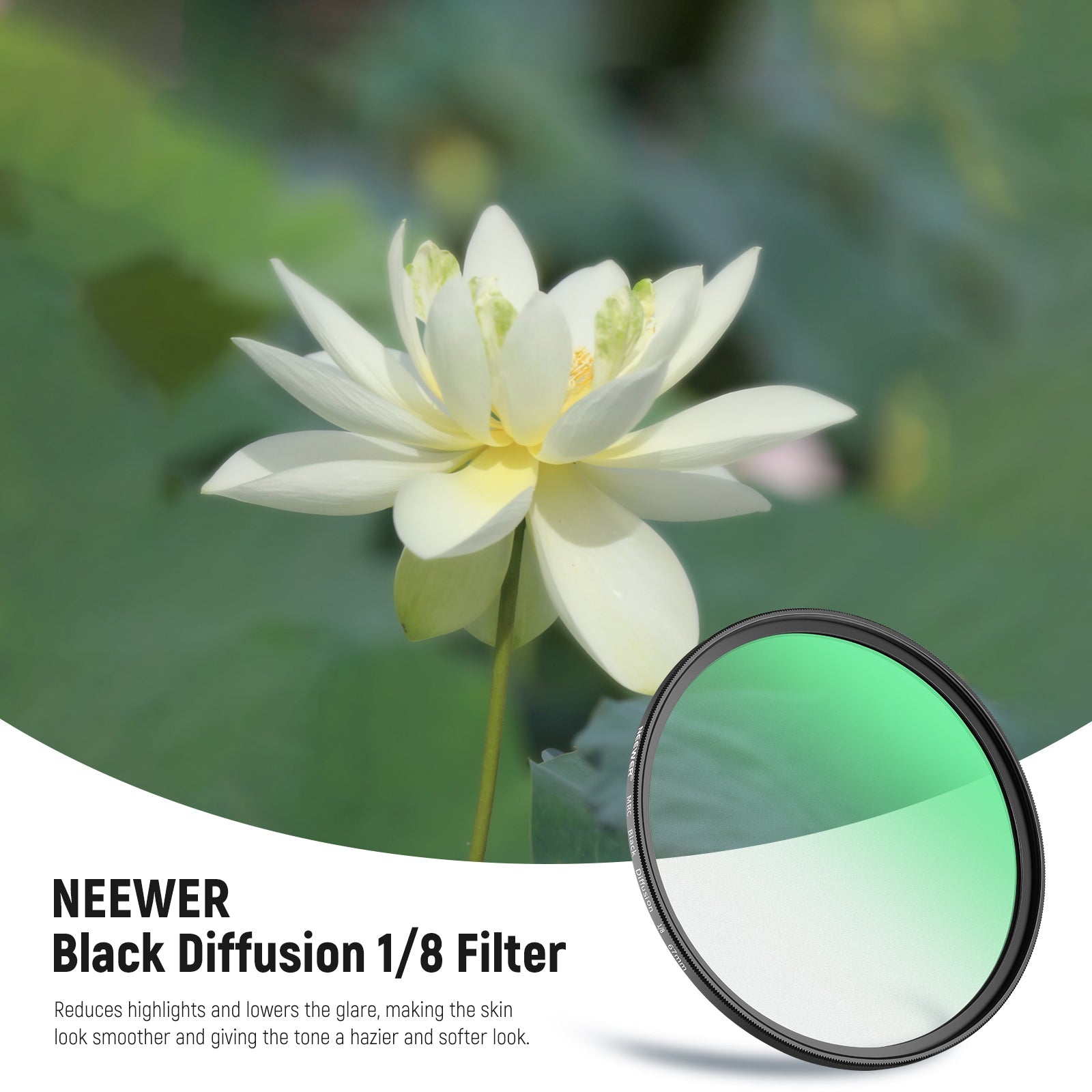 NEEWER Black Diffusion 1/8 Cinematic Effect Filter - NEEWER