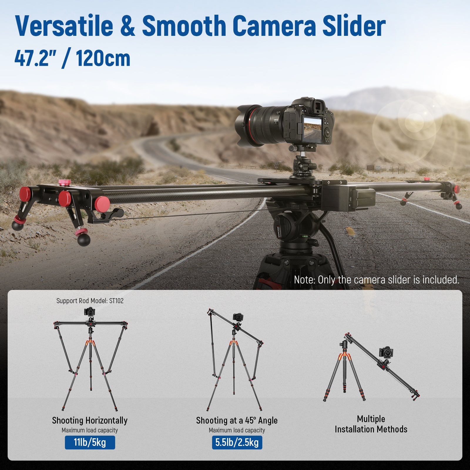 NEEWER ER1 Motorized Carbon Fiber Camera Slider - 80cm (ER1-80)without  remote