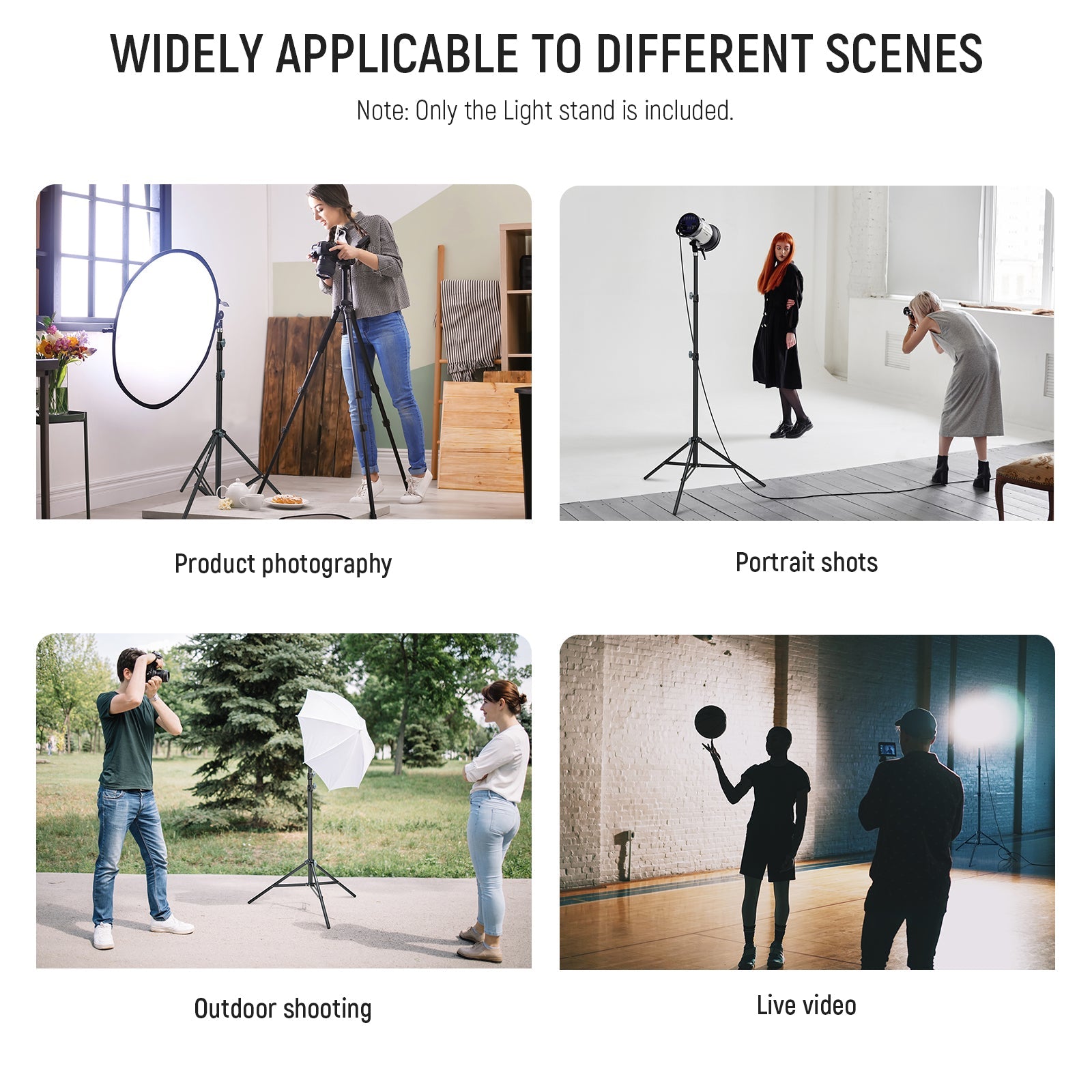 Kit Neewer Con Stativo Fotografico 190 Cm In Alluminio E Morsetto Per Riflettore – Carico Max 6.1 Kg, Pieghevole, Per Studio E Location