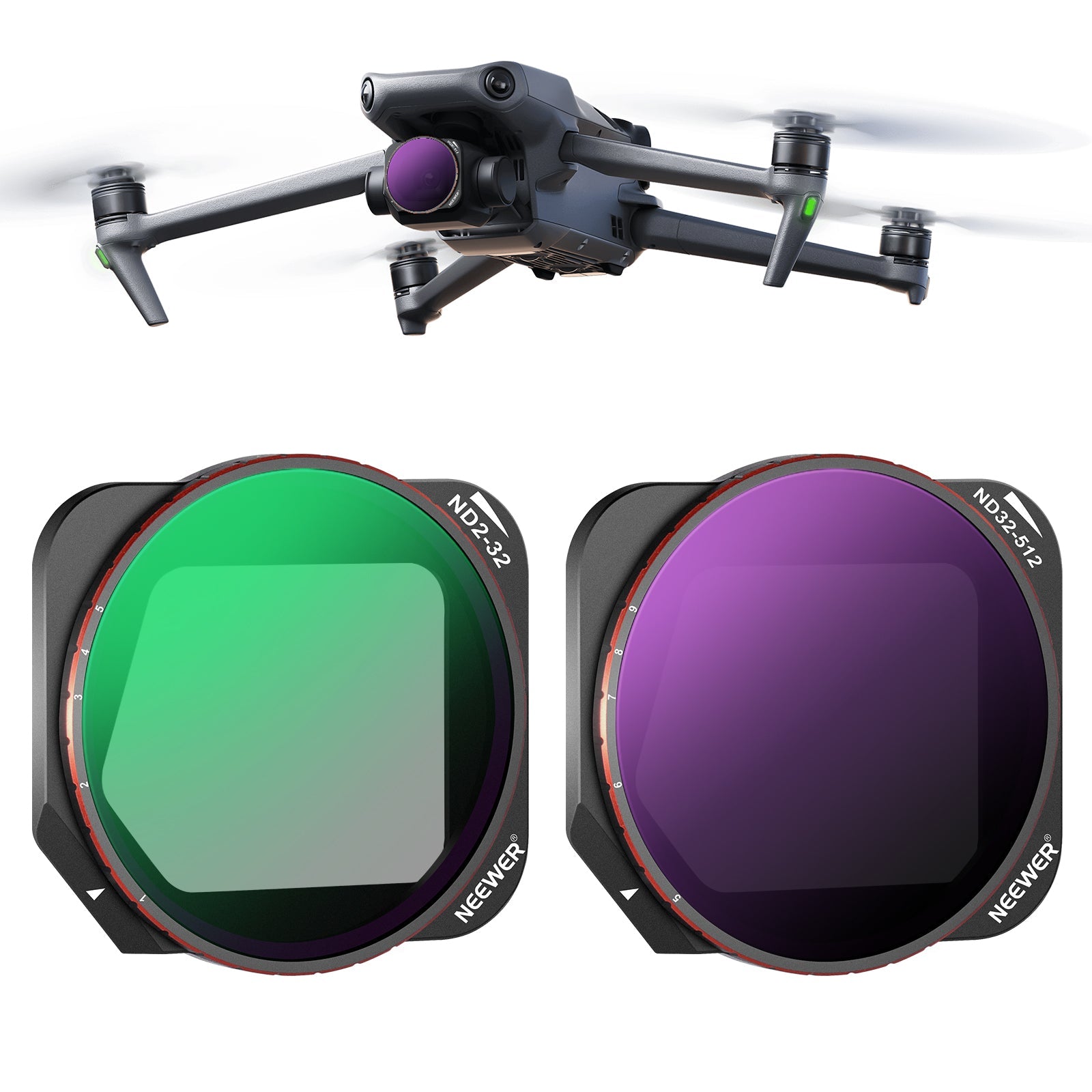 NEEWER 2 Pack Variable ND Filter Set For DJI Mavic 3 Classic