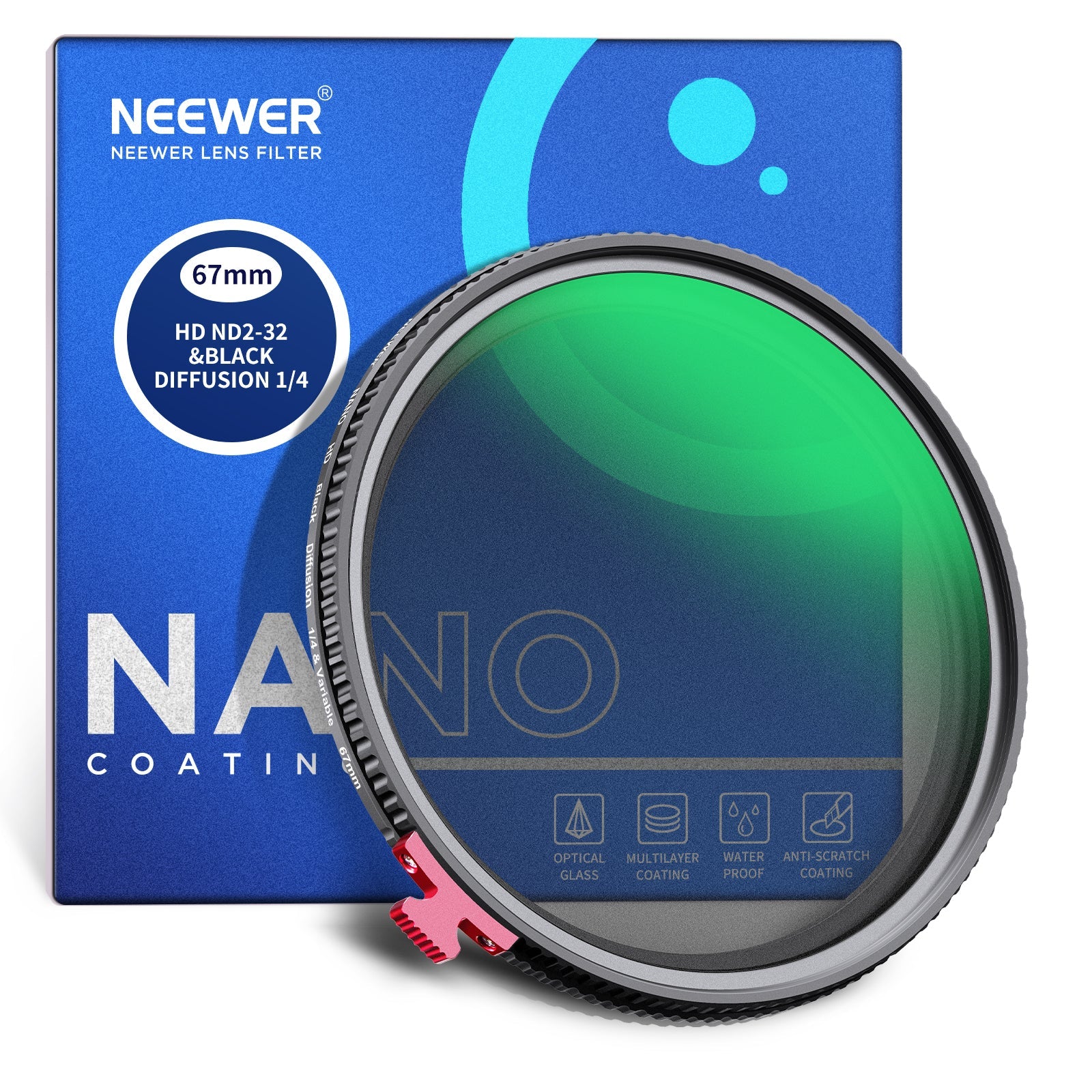 NEEWER 2 in 1 Black Diffusion 1/4 Effect with ND2-ND32 Variable ND