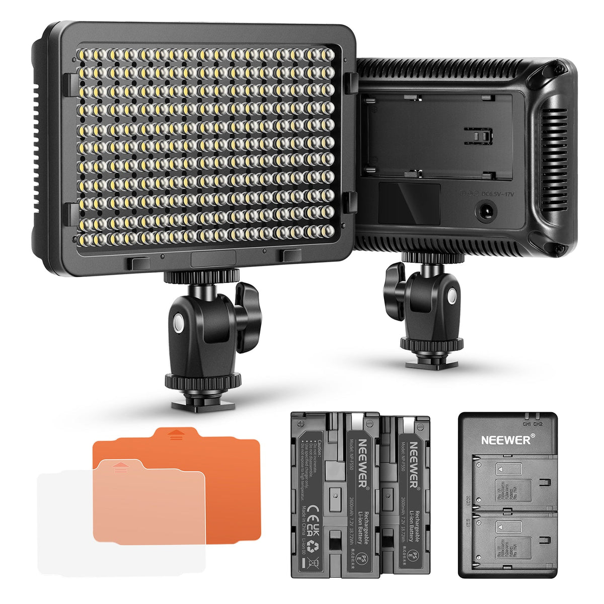 NEEWER On-Camera LED Panel Lights Dimmable 176 LED Video Light with 2 ...