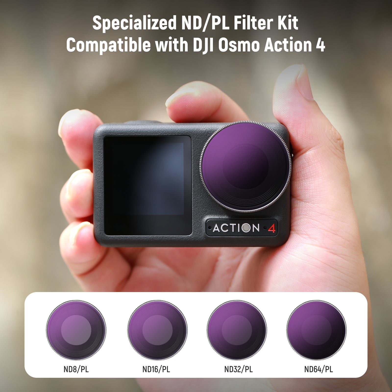NEEWER ND/PL Filters Set for DJI Osmo Action 4