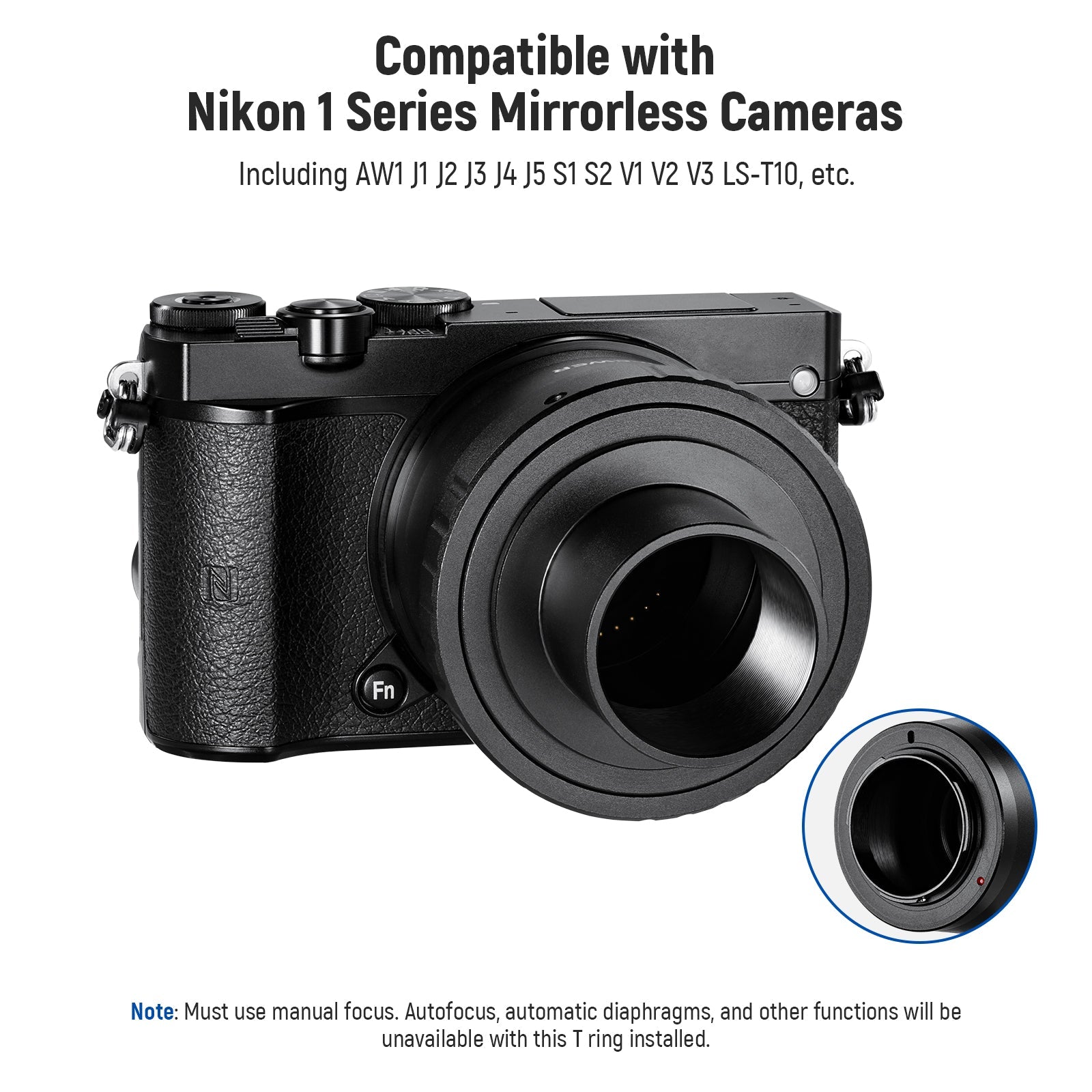 NEEWER T Ring Adapter Set Compatible with Nikon 1 Series Mirrorless Cameras  - NEEWER – NEEWER.EU