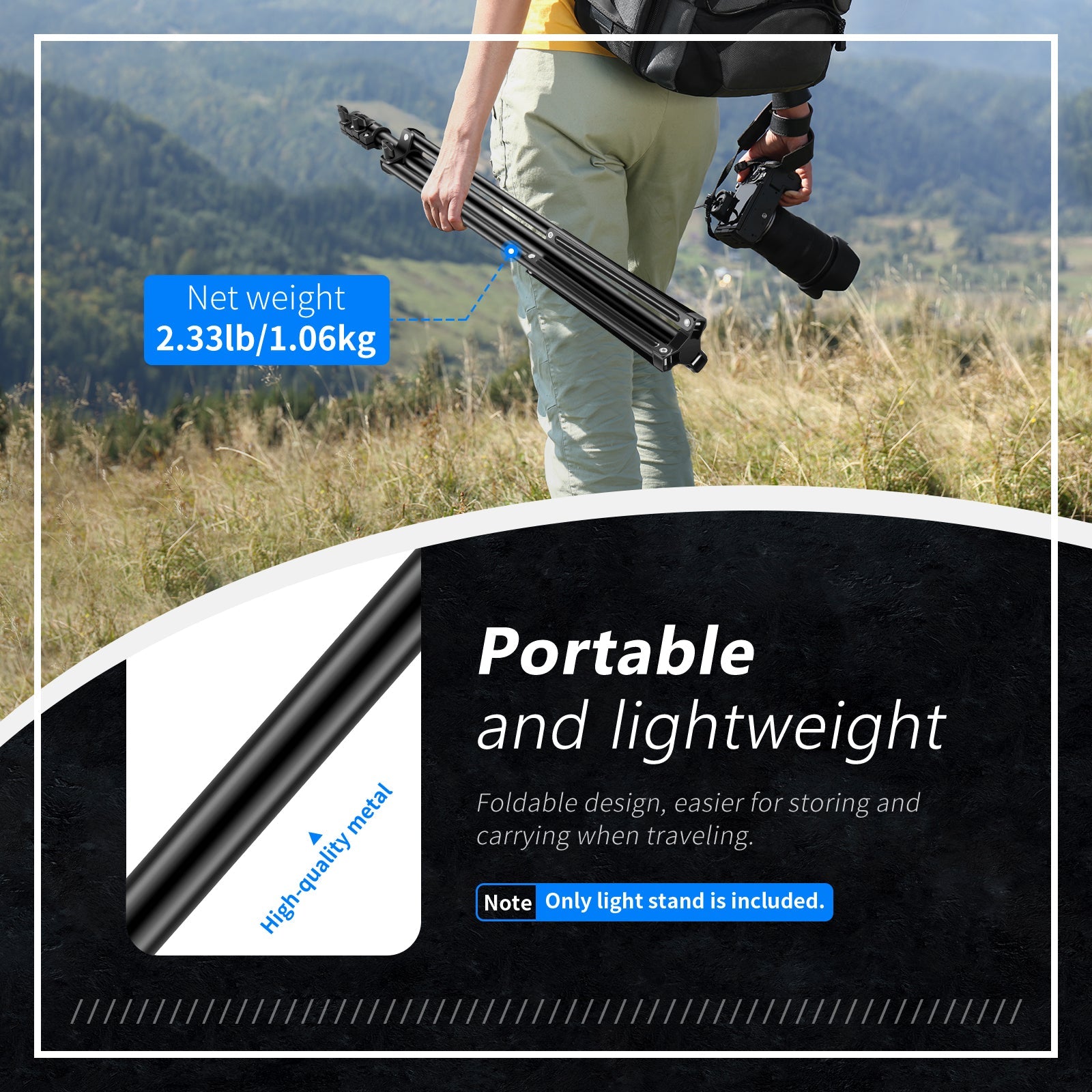 Neewer Pro – Supporto Per Luci Da 190 Cm In Metallo, Pieghevole Con Borsa Trasporto, Per Softbox, Ombrelli E Riflettori