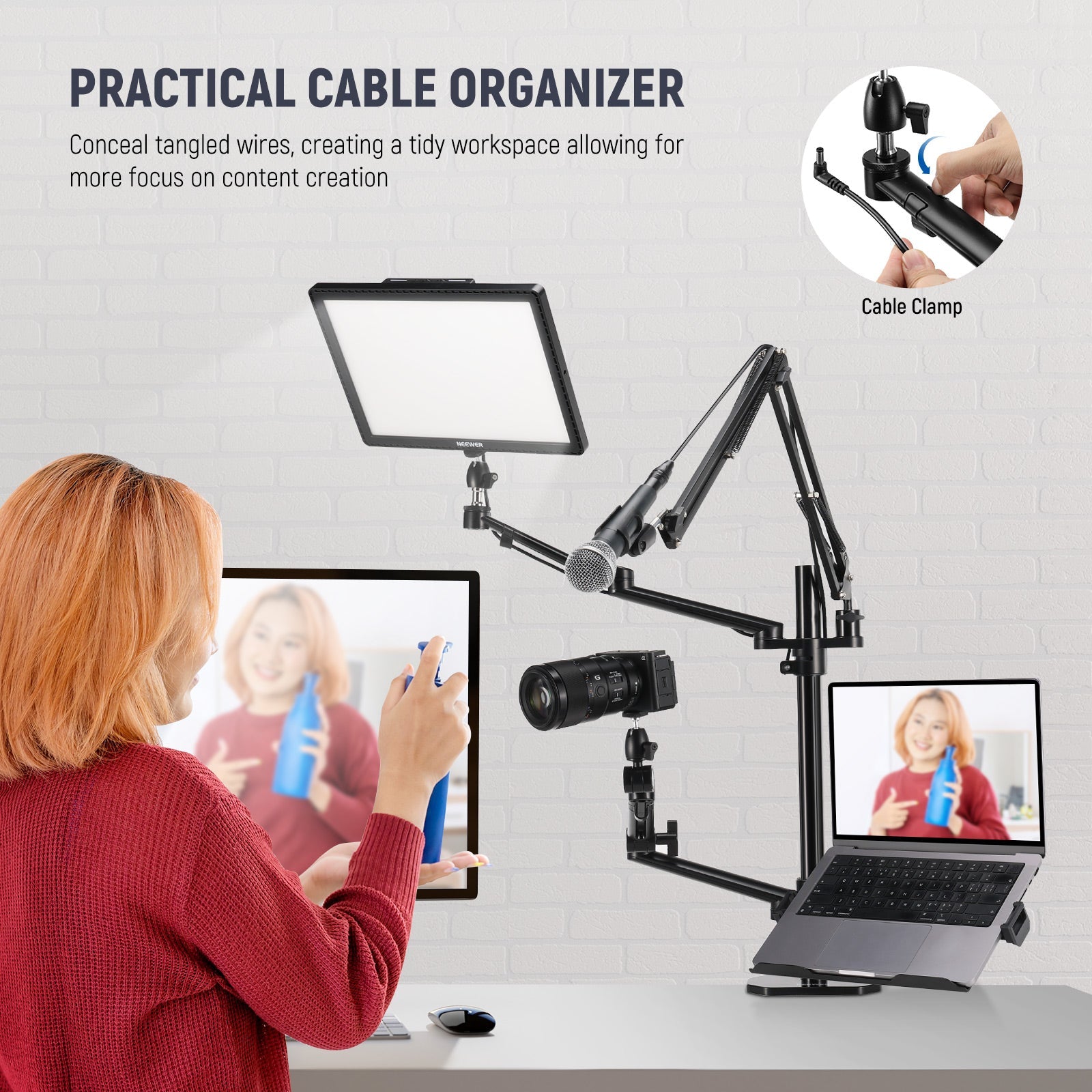 NEEWER DS007 Overhead Camera Stand Desk Mount Rig - NEEWER
