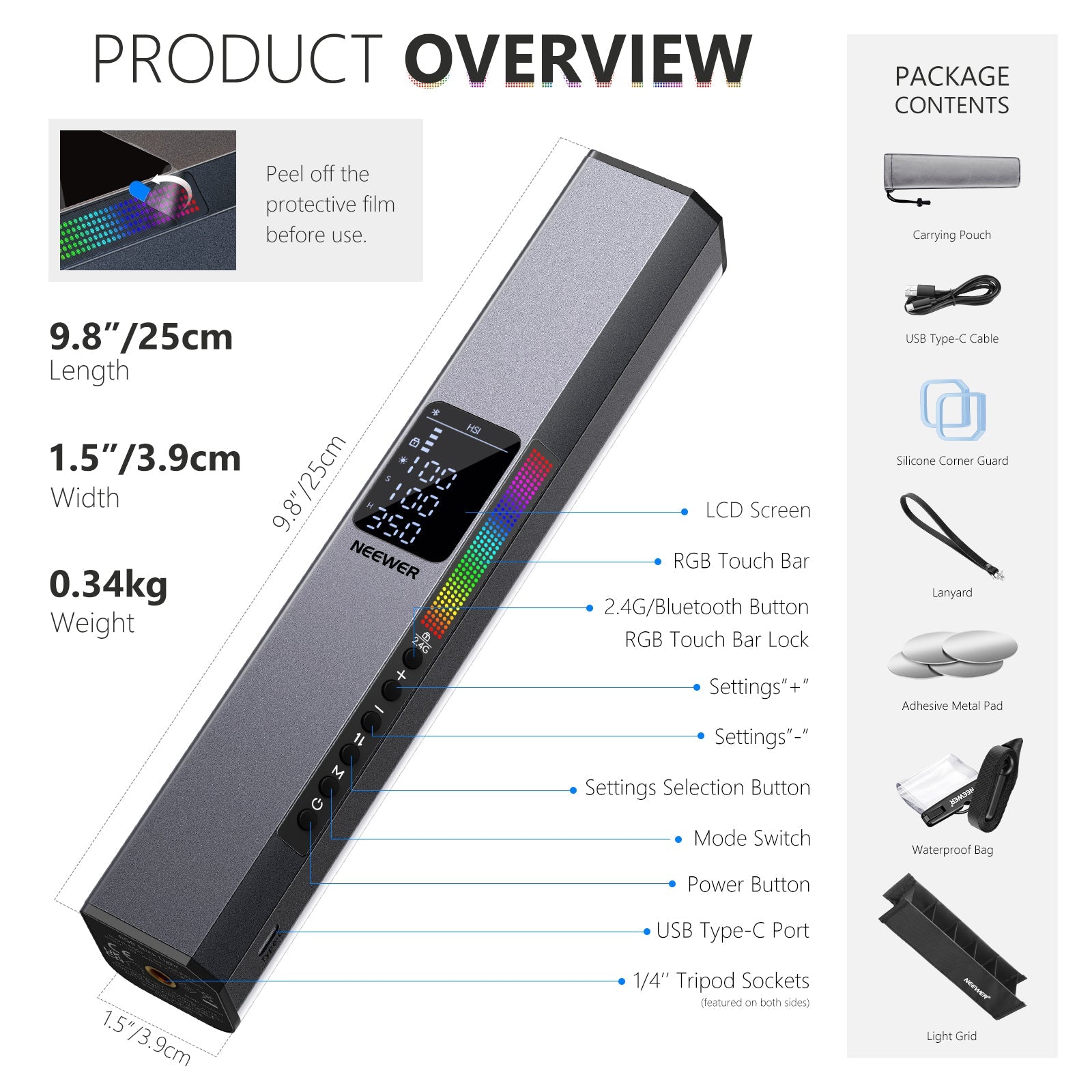 NEEWER RGB1 Magnetic Handheld RGB Light Stick - NEEWER